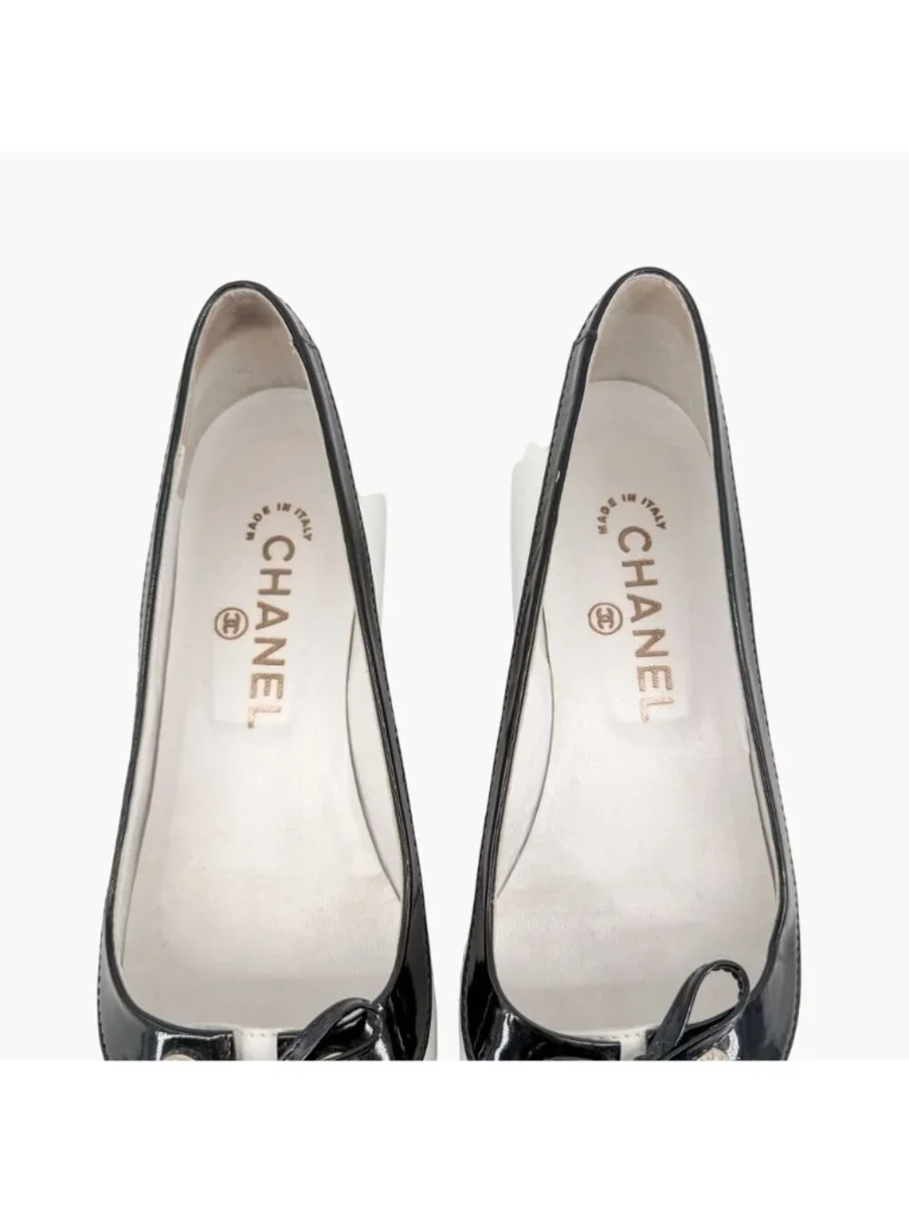 Chanel Vintage Black White Cap Toe Kitten Pumps Size 38 US 7–7.5 Two Tone Ballet - Picture 5 of 15